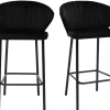 Tabourets de bar design en velours noir H68 cm (lot de 2) DALLY