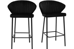 Tabourets de bar design en velours noir H68 cm (lot de 2) DALLY