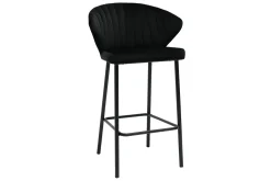 Tabourets de bar design en velours noir H68 cm (lot de 2) DALLY