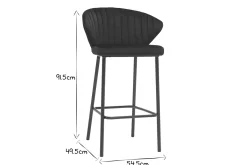 Tabourets de bar design en velours noir H68 cm (lot de 2) DALLY