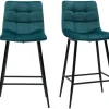 Tabourets de bar design en velours bleu pétrole H65 cm (lot de 2) MAXWELL
