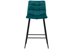 Tabourets de bar design en velours bleu pétrole H65 cm (lot de 2) MAXWELL