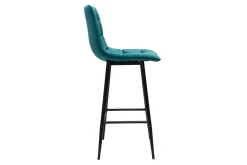 Tabourets de bar design en velours bleu pétrole H65 cm (lot de 2) MAXWELL