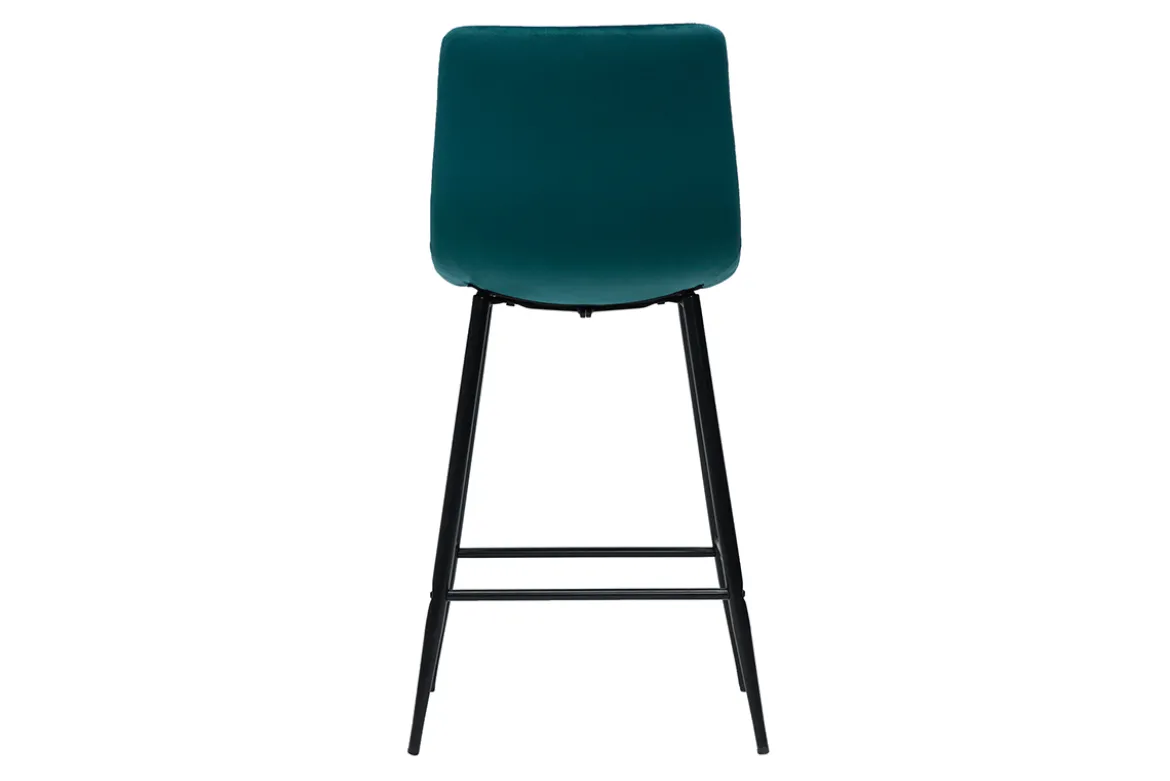 Tabourets de bar design en velours bleu pétrole H65 cm (lot de 2) MAXWELL