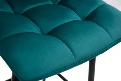 Tabourets de bar design en velours bleu pétrole H65 cm (lot de 2) MAXWELL