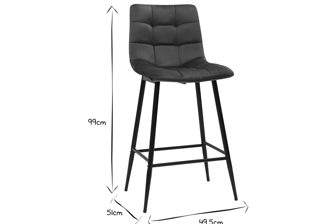 Tabourets de bar design en velours bleu pétrole H65 cm (lot de 2) MAXWELL