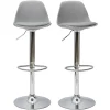 Tabourets de bar design gris clair (lot de 2) STEEVY