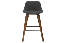 Tabourets de bar design gris foncé et noyer H65 cm (lot de 2) NONIE