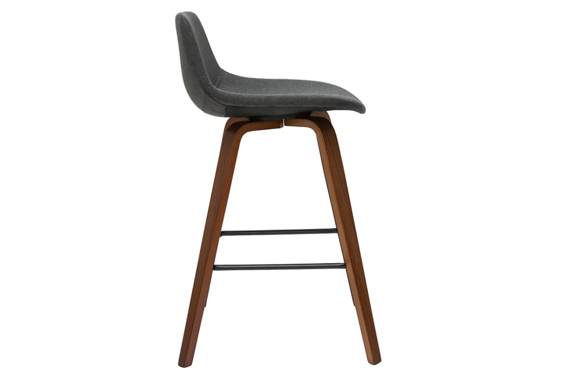 Tabourets de bar design gris foncé et noyer H65 cm (lot de 2) NONIE