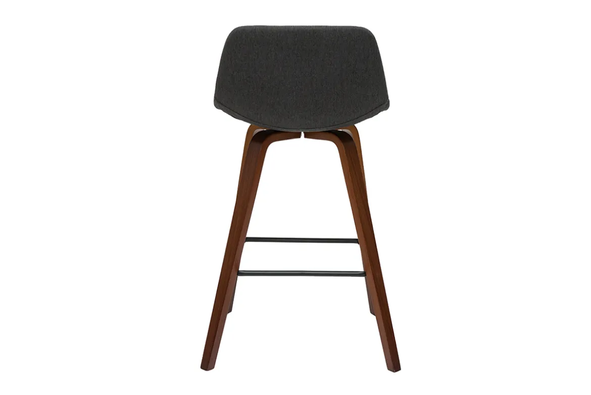 Tabourets de bar design gris foncé et noyer H65 cm (lot de 2) NONIE