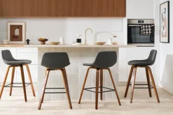 Tabourets de bar design gris foncé et noyer H65 cm (lot de 2) NONIE
