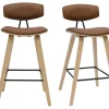 Tabourets de bar design marron et bois clair H69 cm (lot de 2) VASCO