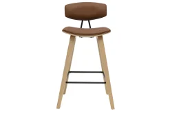 Tabourets de bar design marron et bois clair H69 cm (lot de 2) VASCO