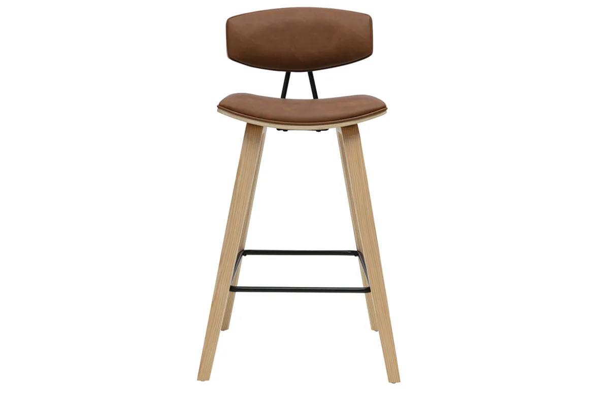 Tabourets de bar design marron et bois clair H69 cm (lot de 2) VASCO