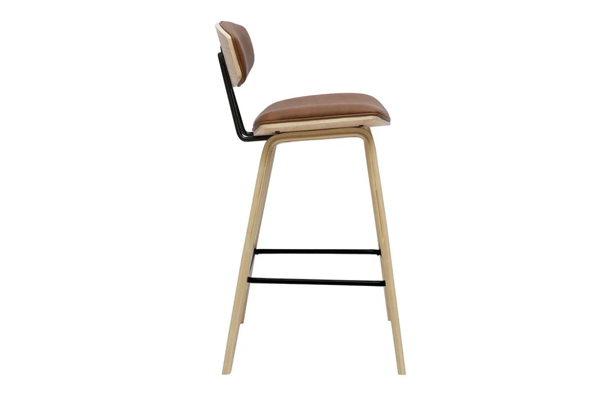 Tabourets de bar design marron et bois clair H69 cm (lot de 2) VASCO