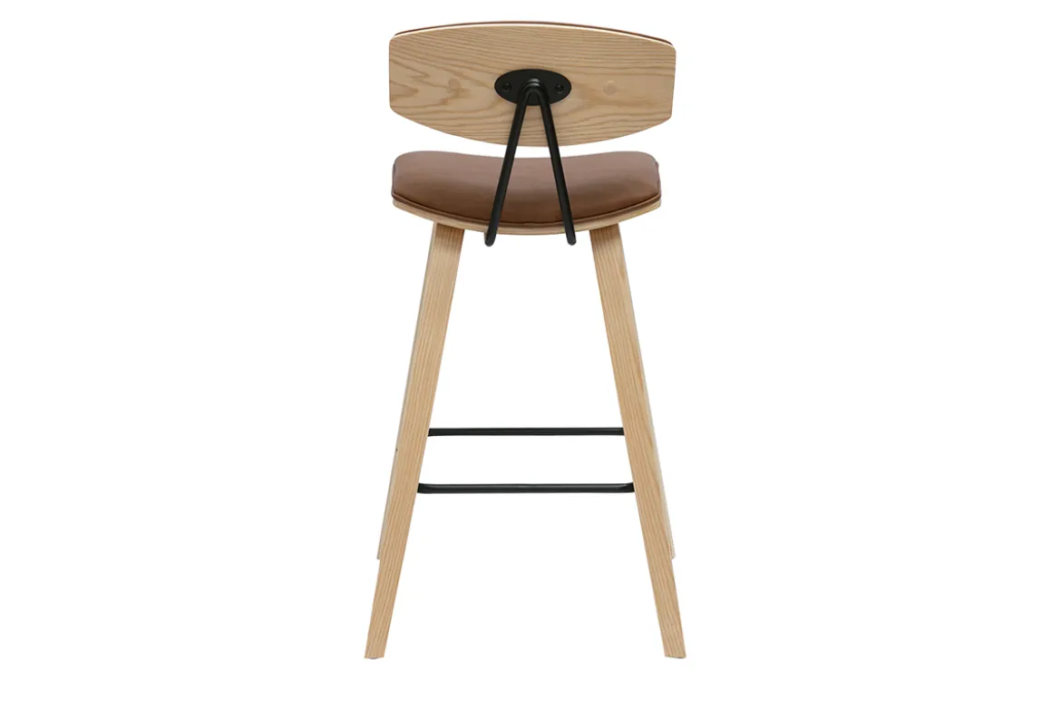 Tabourets de bar design marron et bois clair H69 cm (lot de 2) VASCO