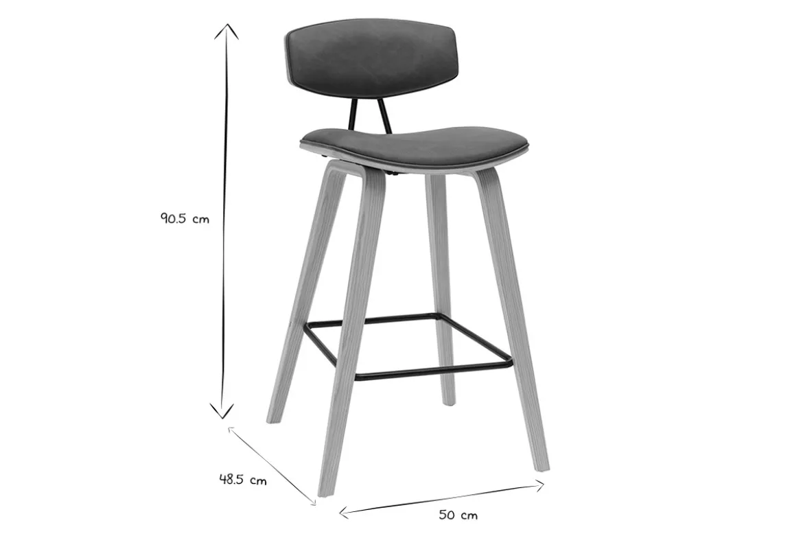 Tabourets de bar design marron et bois clair H69 cm (lot de 2) VASCO