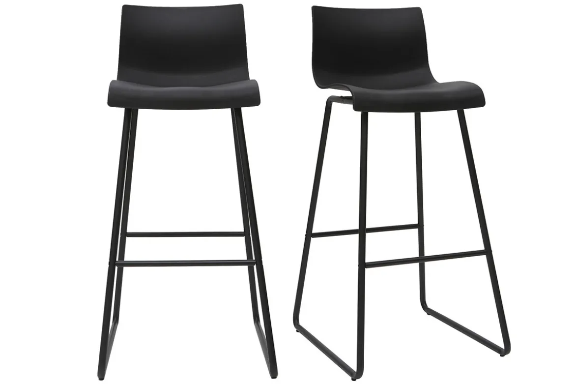 Tabourets de bar design noir 76 cm (lot de 2) ONA