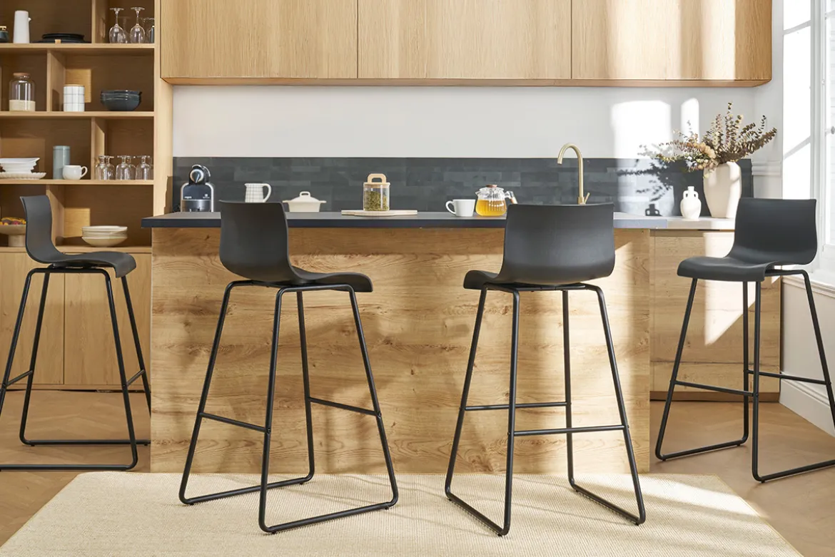 Tabourets de bar design noir 76 cm (lot de 2) ONA