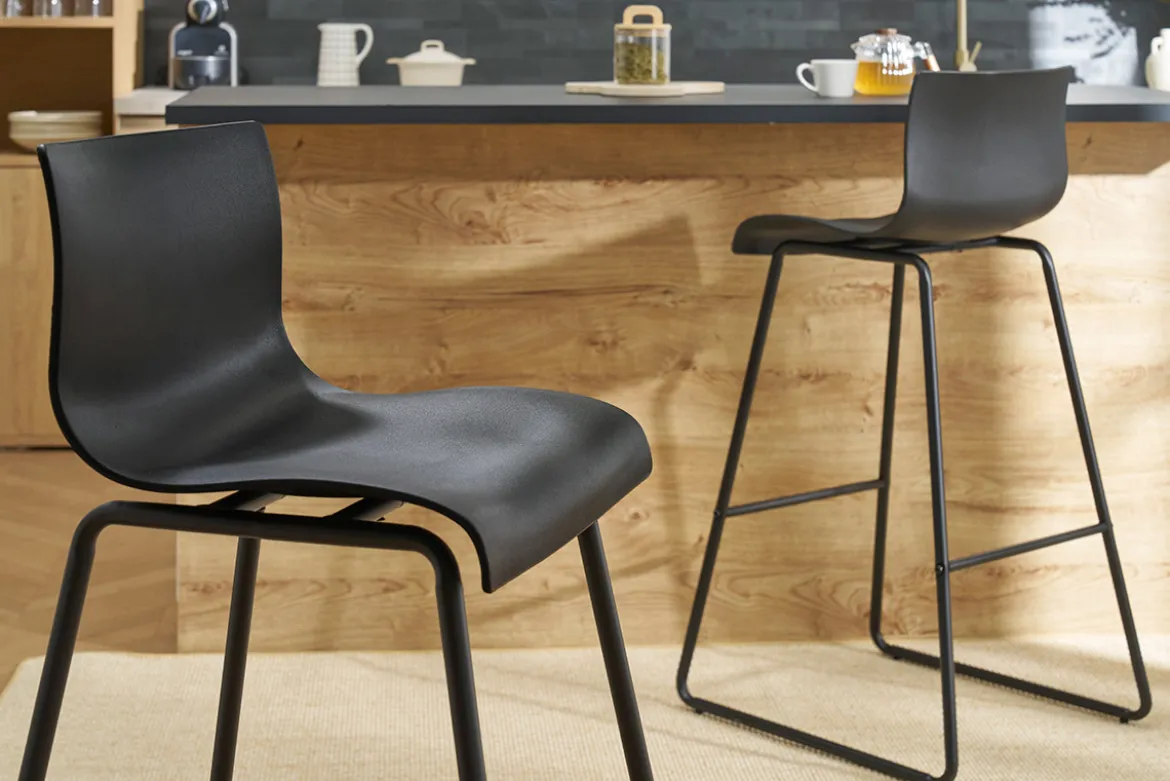 Tabourets de bar design noir 76 cm (lot de 2) ONA