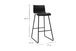 Tabourets de bar design noir 76 cm (lot de 2) ONA