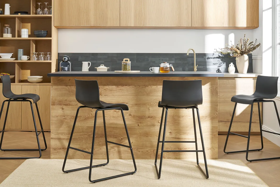 Tabourets de bar design noir 65 cm (lot de 2) ONA