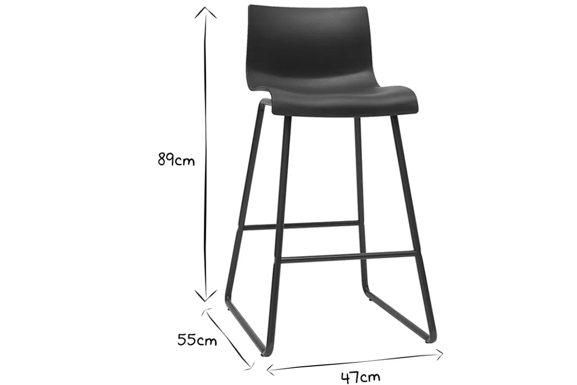Tabourets de bar design noir 65 cm (lot de 2) ONA