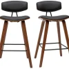 Tabourets de bar design noir et bois foncé H69 cm (lot de 2) VASCO