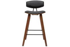 Tabourets de bar design noir et bois foncé H69 cm (lot de 2) VASCO