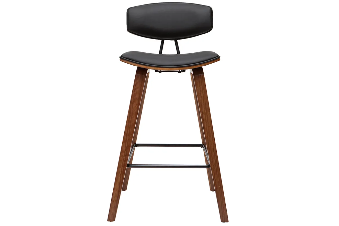 Tabourets de bar design noir et bois foncé H69 cm (lot de 2) VASCO