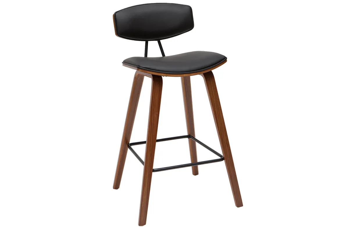 Tabourets de bar design noir et bois foncé H69 cm (lot de 2) VASCO