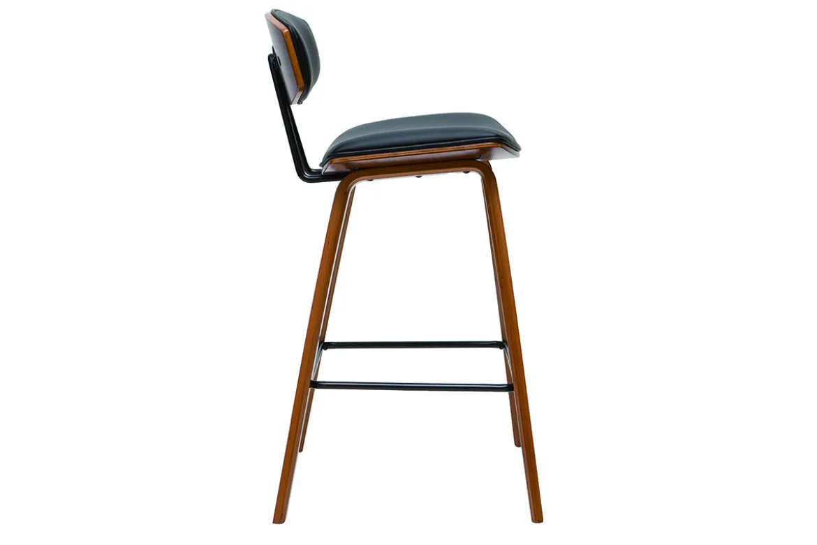 Tabourets de bar design noir et bois foncé H69 cm (lot de 2) VASCO
