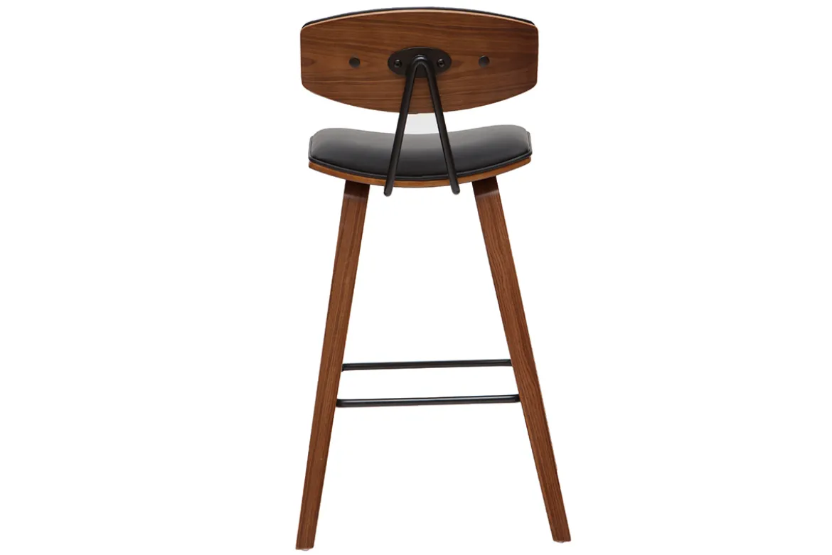 Tabourets de bar design noir et bois foncé H69 cm (lot de 2) VASCO