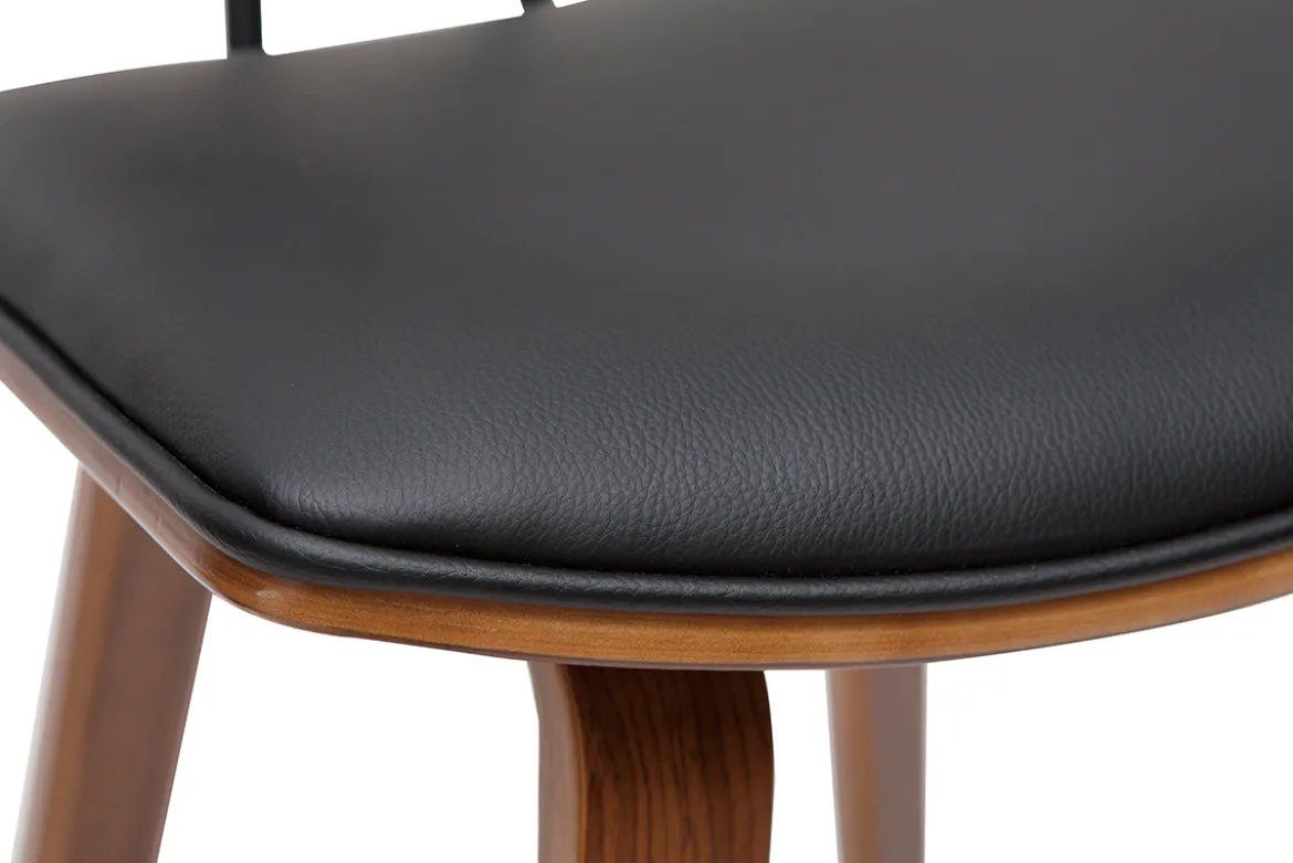 Tabourets de bar design noir et bois foncé H69 cm (lot de 2) VASCO