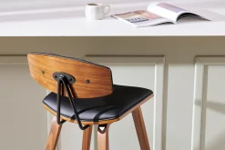 Tabourets de bar design noir et bois foncé H69 cm (lot de 2) VASCO