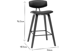 Tabourets de bar design noir et bois foncé H69 cm (lot de 2) VASCO