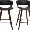 Tabourets de bar design noir et bois foncé H65 cm (lot de 2) SYRAH