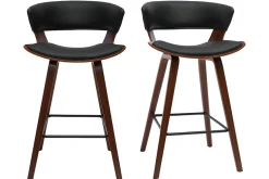 Tabourets de bar design noir et bois foncé H65 cm (lot de 2) SYRAH