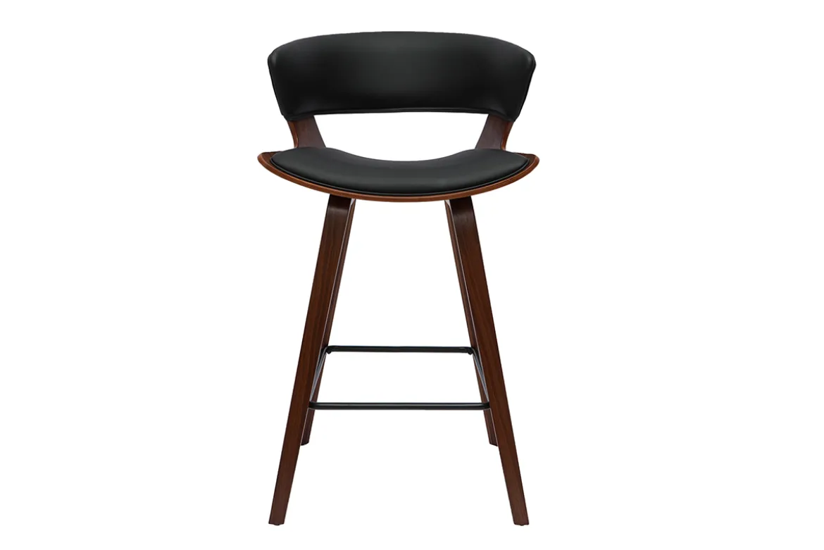 Tabourets de bar design noir et bois foncé H65 cm (lot de 2) SYRAH