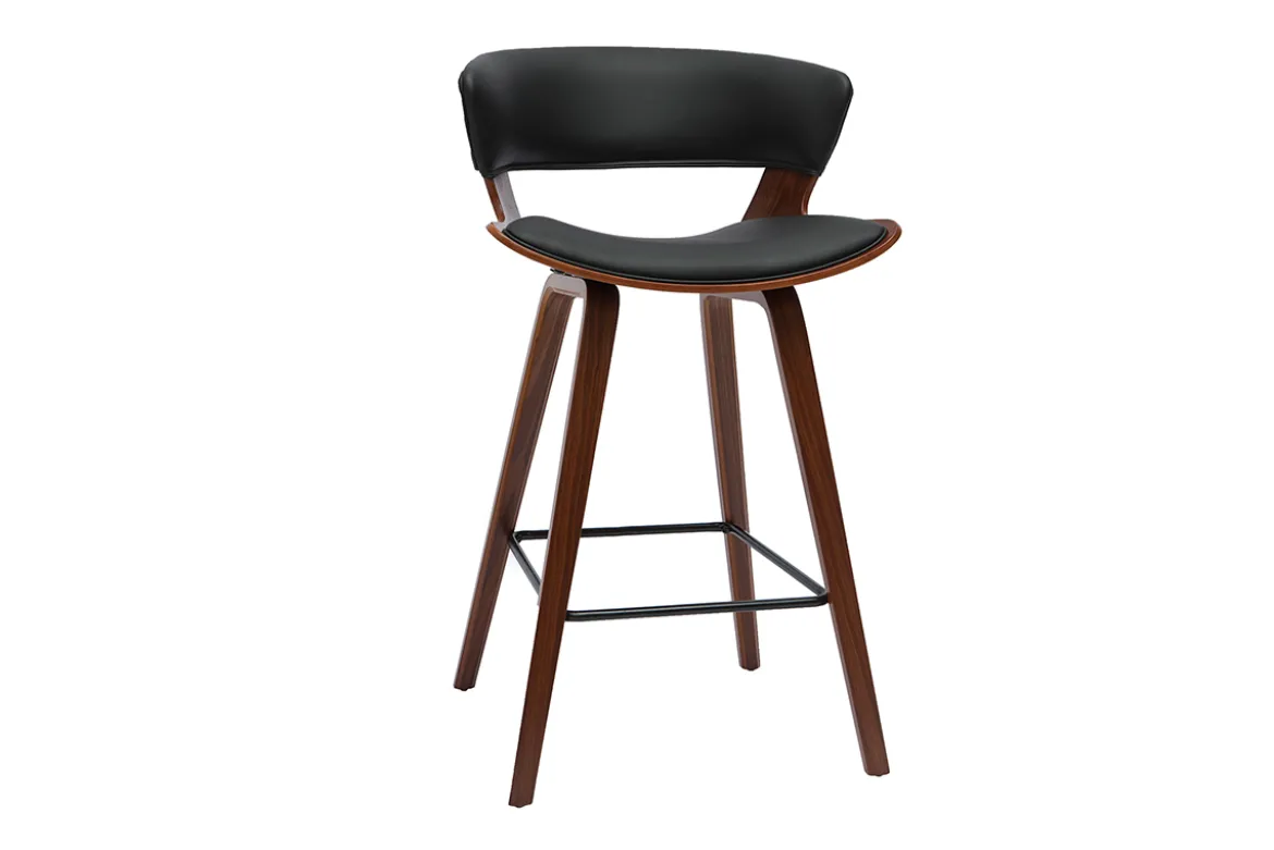 Tabourets de bar design noir et bois foncé H65 cm (lot de 2) SYRAH