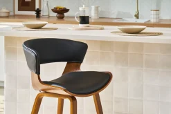 Tabourets de bar design noir et bois foncé H65 cm (lot de 2) SYRAH