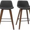 Tabourets de bar design noir et noyer H65 cm (lot de 2) NONIE