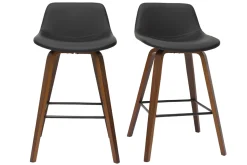 Tabourets de bar design noir et noyer H65 cm (lot de 2) NONIE