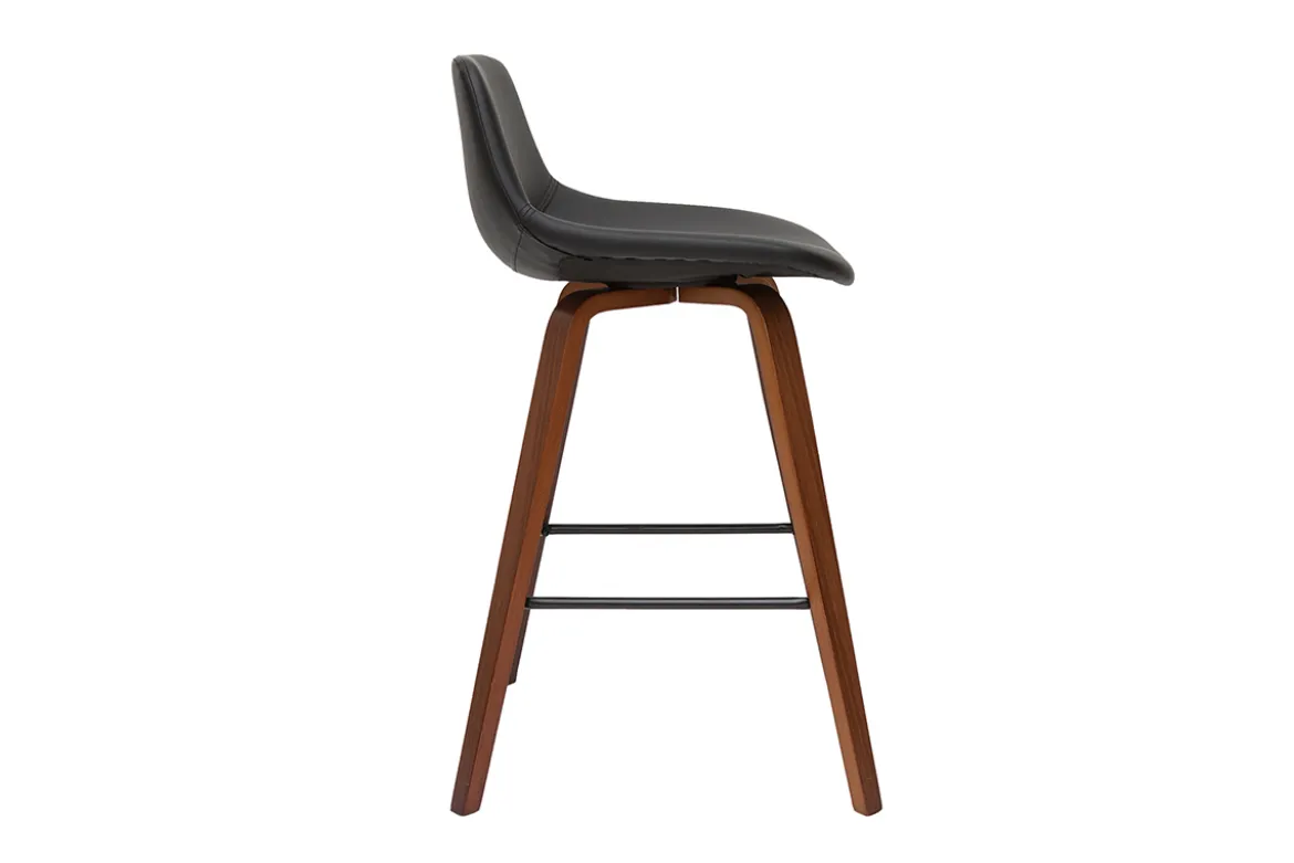 Tabourets de bar design noir et noyer H65 cm (lot de 2) NONIE