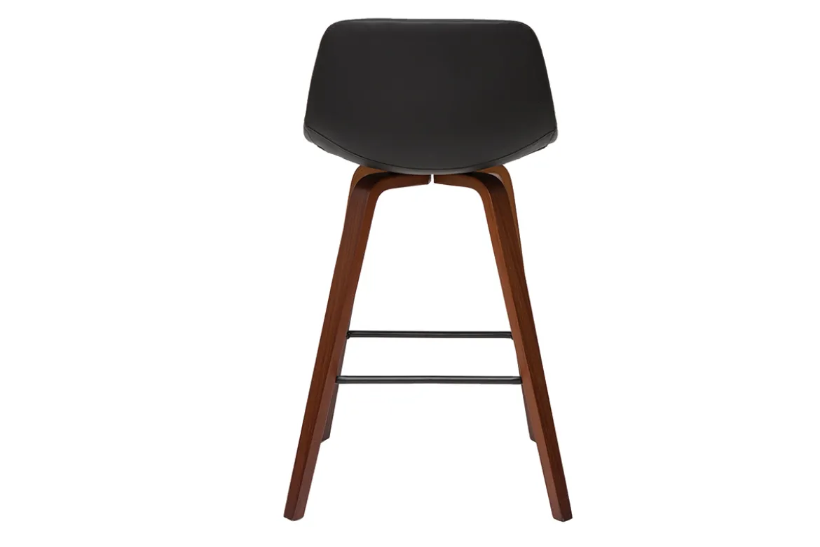 Tabourets de bar design noir et noyer H65 cm (lot de 2) NONIE