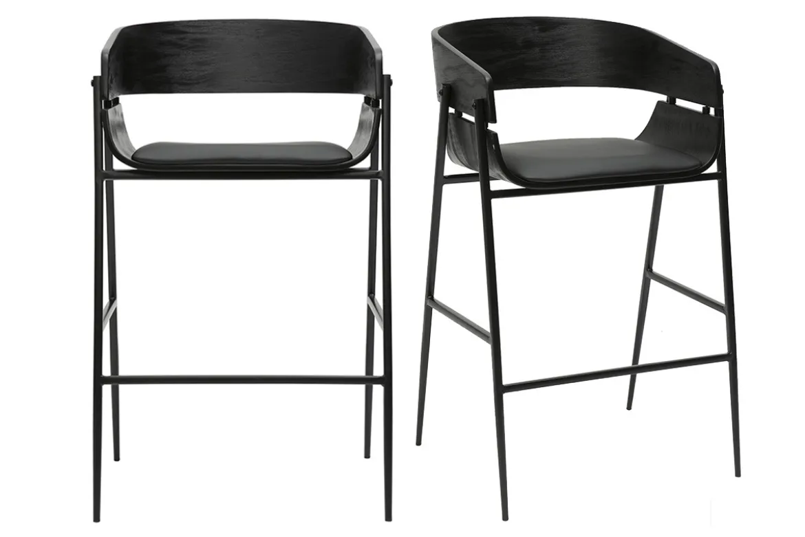 Tabourets de bar design noirs (lot de 2) WESS