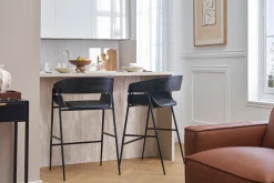 Tabourets de bar design noirs (lot de 2) WESS