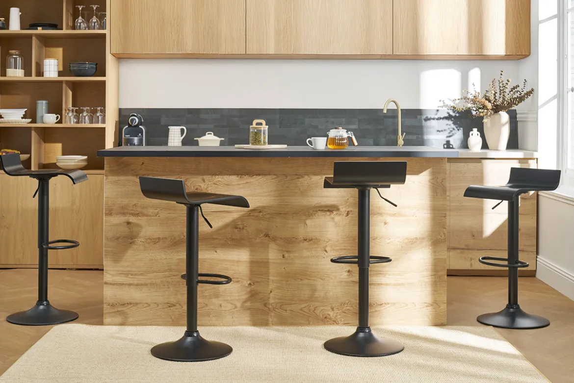 Tabourets de bar design noirs (lot de 2) SURF
