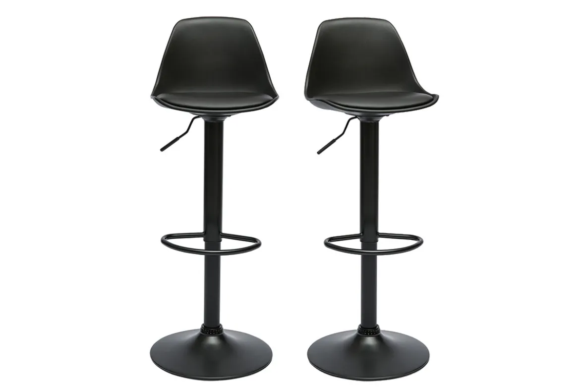 Tabourets de bar design noirs (lot de 2) STEEVY