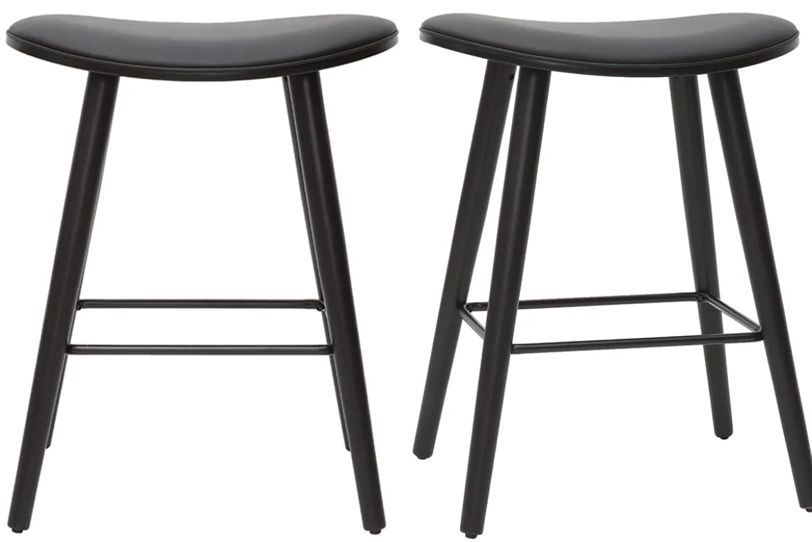 Tabourets de bar design noirs H65 cm (lot de 2) MEADOW